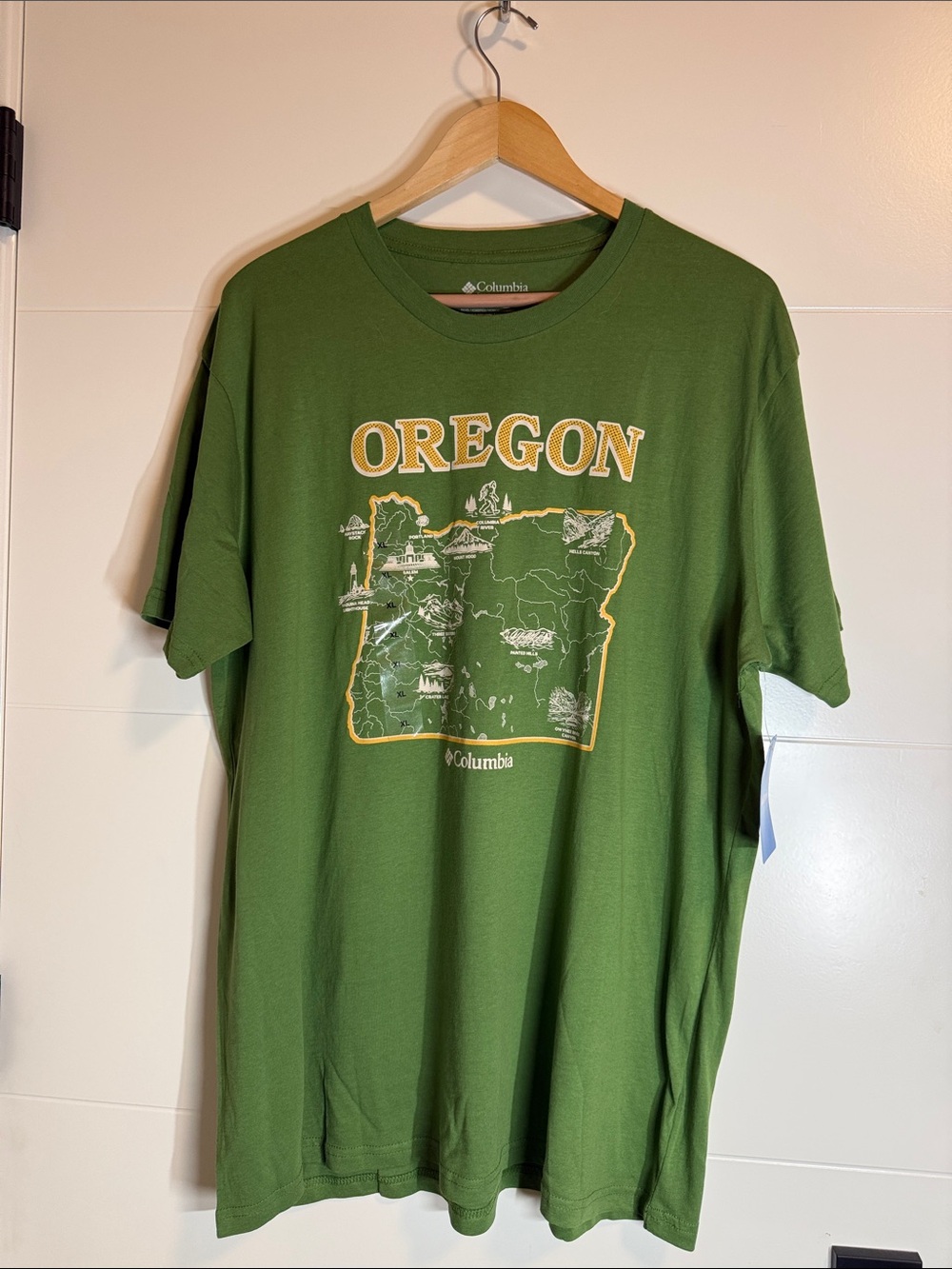 Columbia Green Oregon Map Short Sleeve Tee